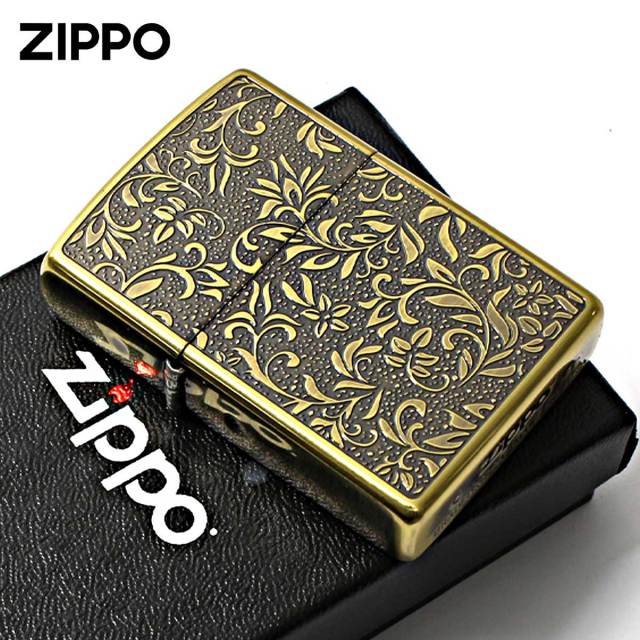 Zippo ジッポー アラベスク柄 両面 唐草 真鍮イブシ NK-KB メール便可