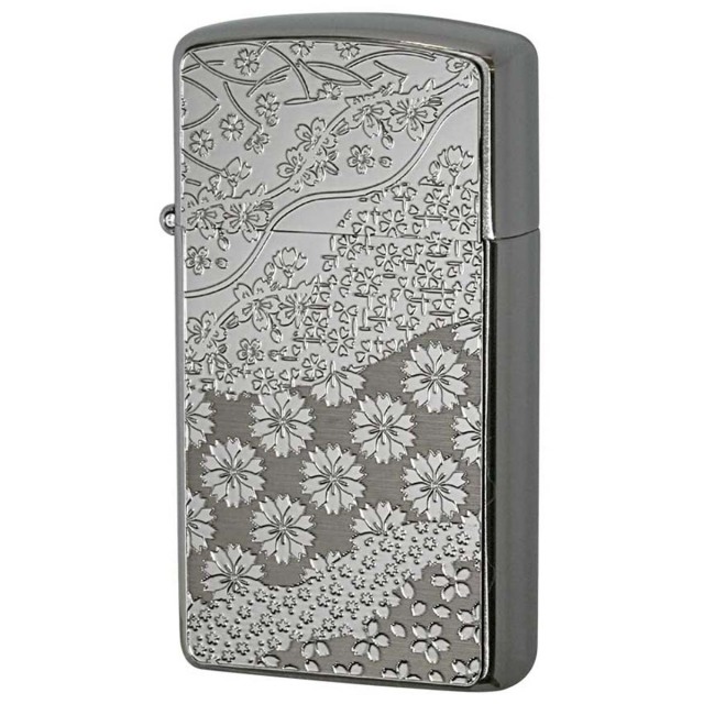 Zippo ジッポー スリム 桜 さくら ＃1600 SLIM メタルプレート 両面