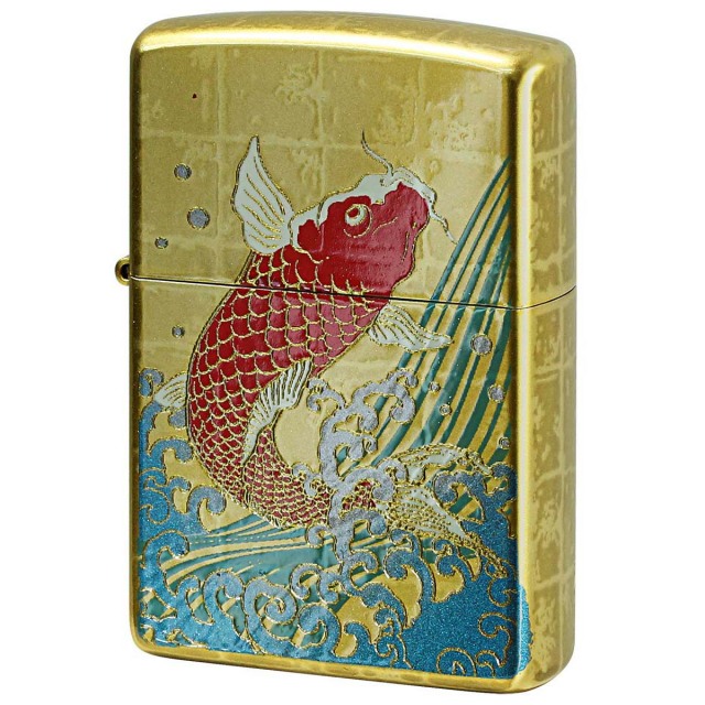 Zippo ジッポー 本金蒔絵 鯉 カープ 伝統工芸 和柄 ゴールドタンク