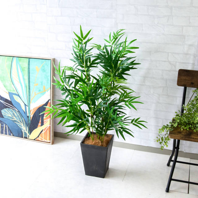 人工 観葉植物 フェイク グリーン バンブー(竹) H約105cm 店舗 装飾