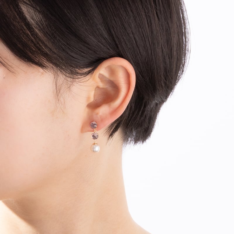 K10YG アコヤパール / アメジスト ピアス 130508070097 | VERITEO