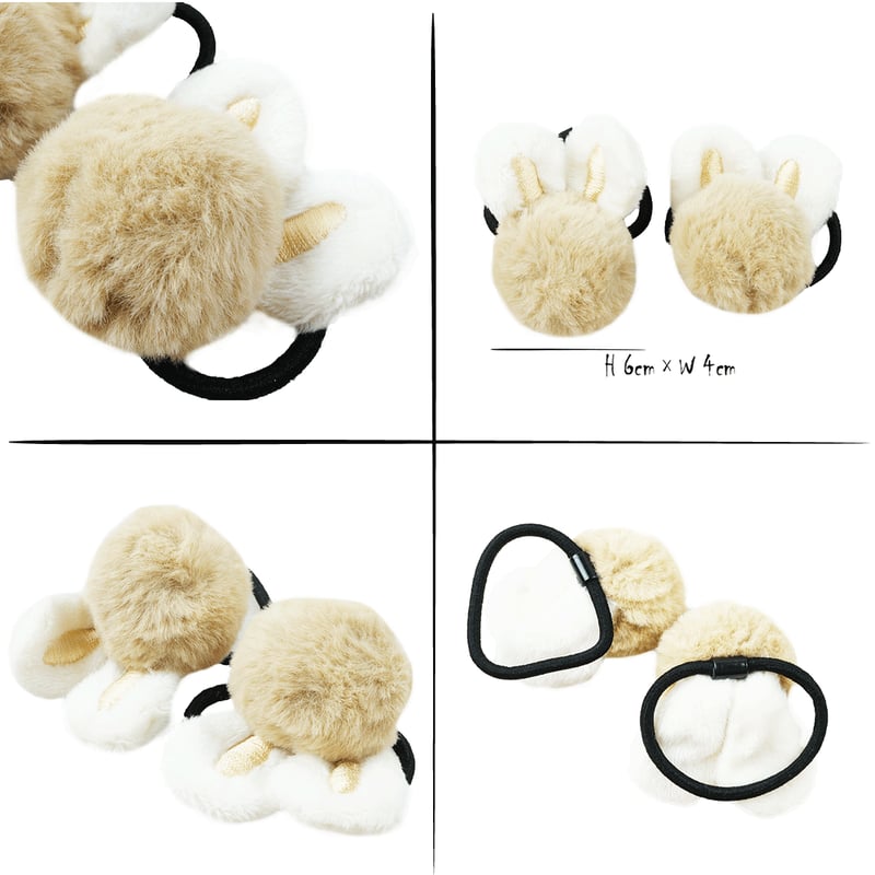 2点セット）ふわもこ うさぎ 子供用 うさ耳 フェイクファー ポンポン
