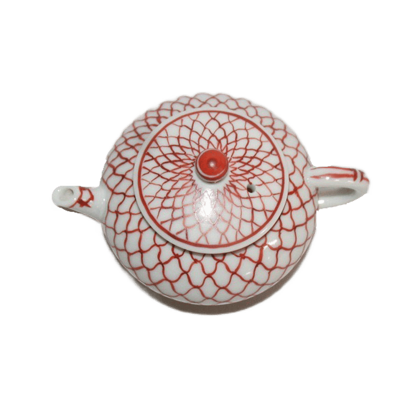 九谷焼 赤絵網目文様蓋付水滴 | 上杉文林堂