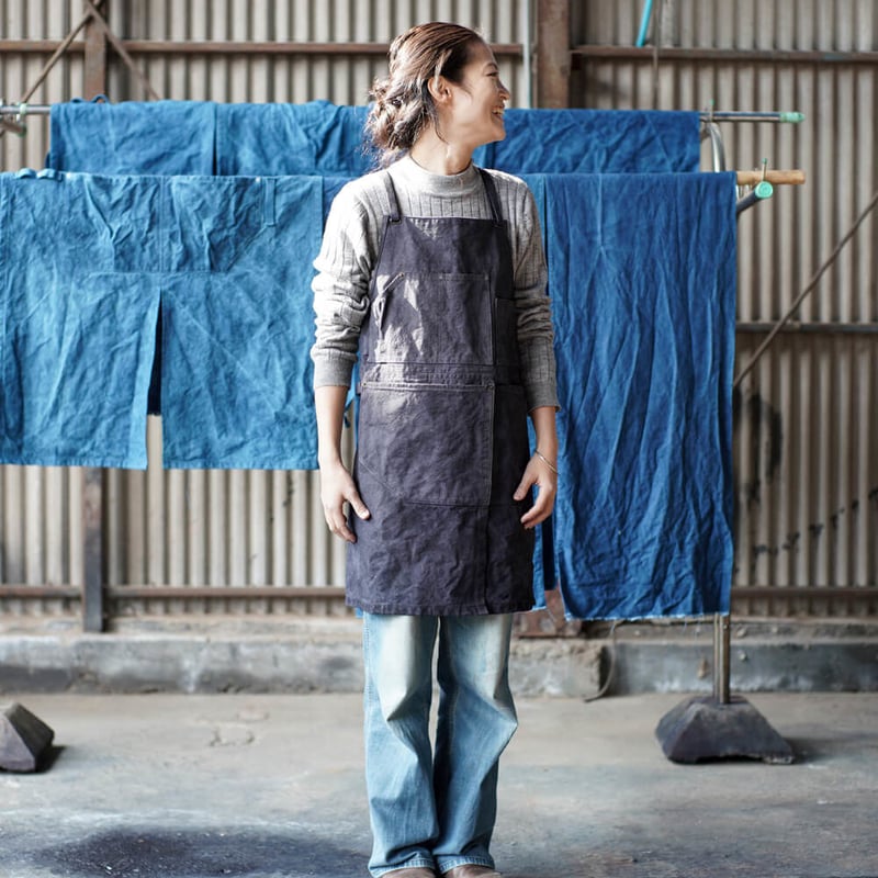 ワークウェア・エプロン〈ショート〉 柿渋×鉄染 ”あなただけの一生モノ