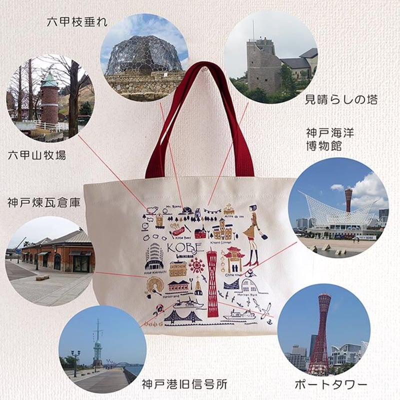 ジップミニトートバッグ（高島帆布）オフホワイト（旅するマチルダ