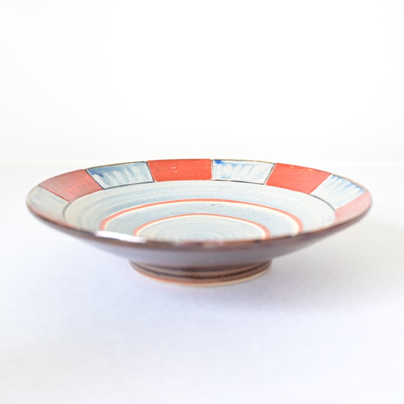 沖縄の器・やちむん・壺屋焼】 國場陶芸 赤絵 7寸皿 i | 沖縄のうつわ