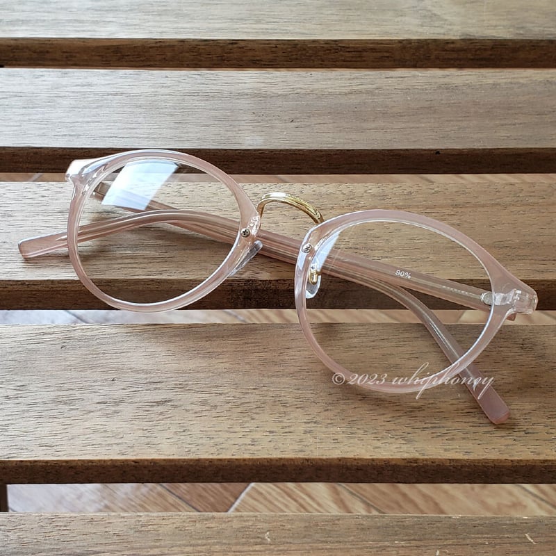 サングラス ラウンドボストン クリアベージュフレーム クリアレンズ