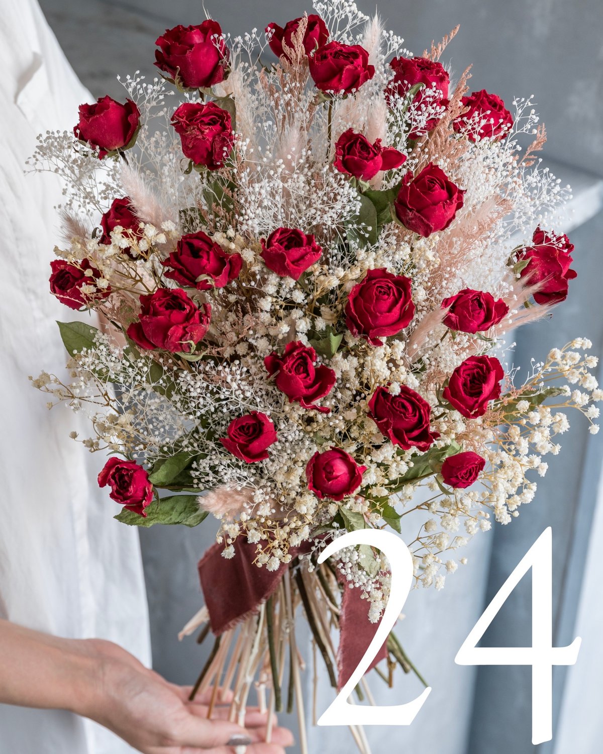 バラ24本のドライフラワー花束🌹「1日中いつも思ってる」 | ドライ