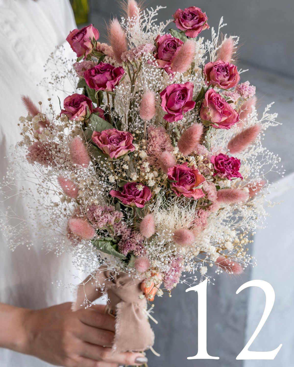 バラ12本のドライフラワー花束🌹「付き合ってください」 | ドライ
