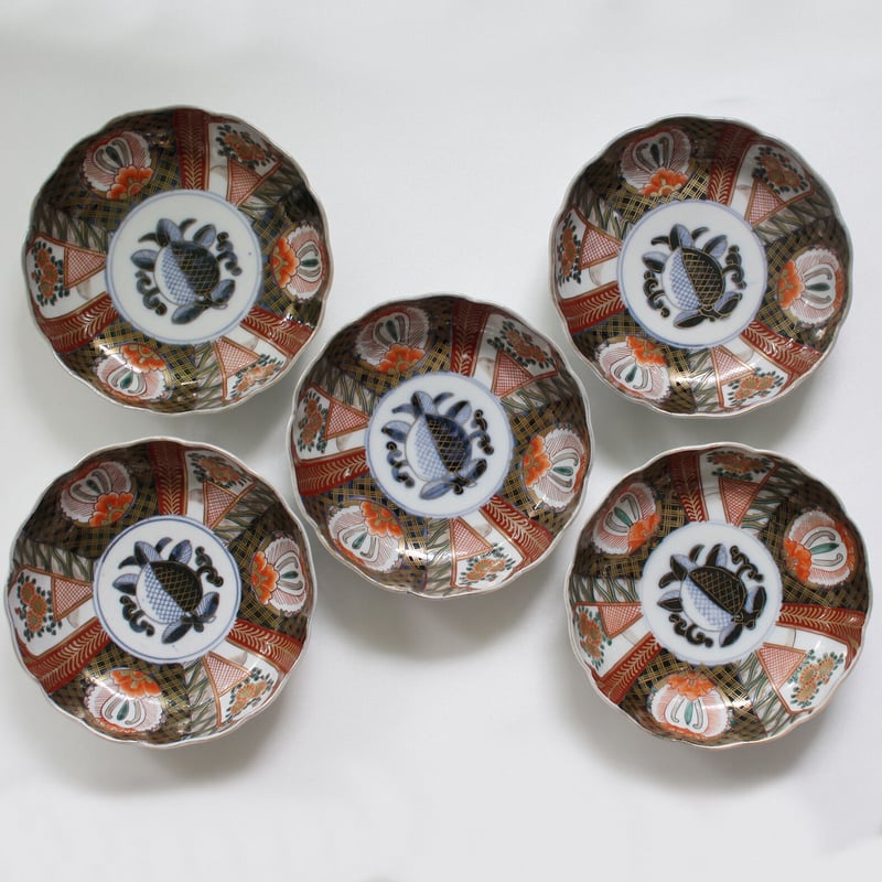 P-157 古伊万里 KOIMARI 染錦 柘榴文 膾皿 5客セット | imarimaru