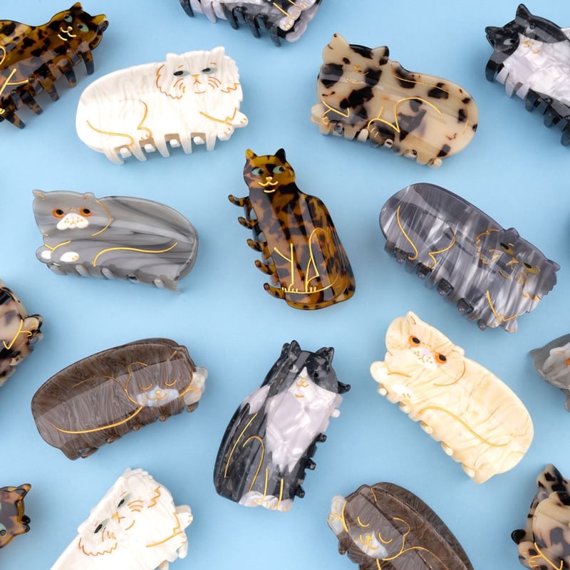 Coucou Suzette】Black & White Cat ヘアクリップ | gold