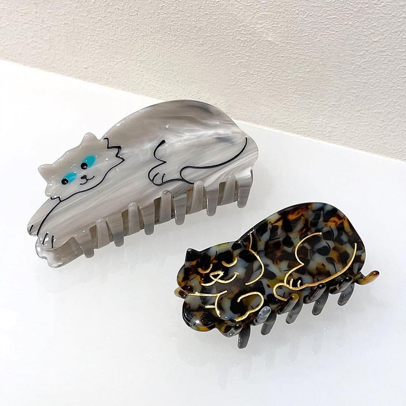 Coucou Suzette】Gray Cat ヘアクリップ | goldandbouncy