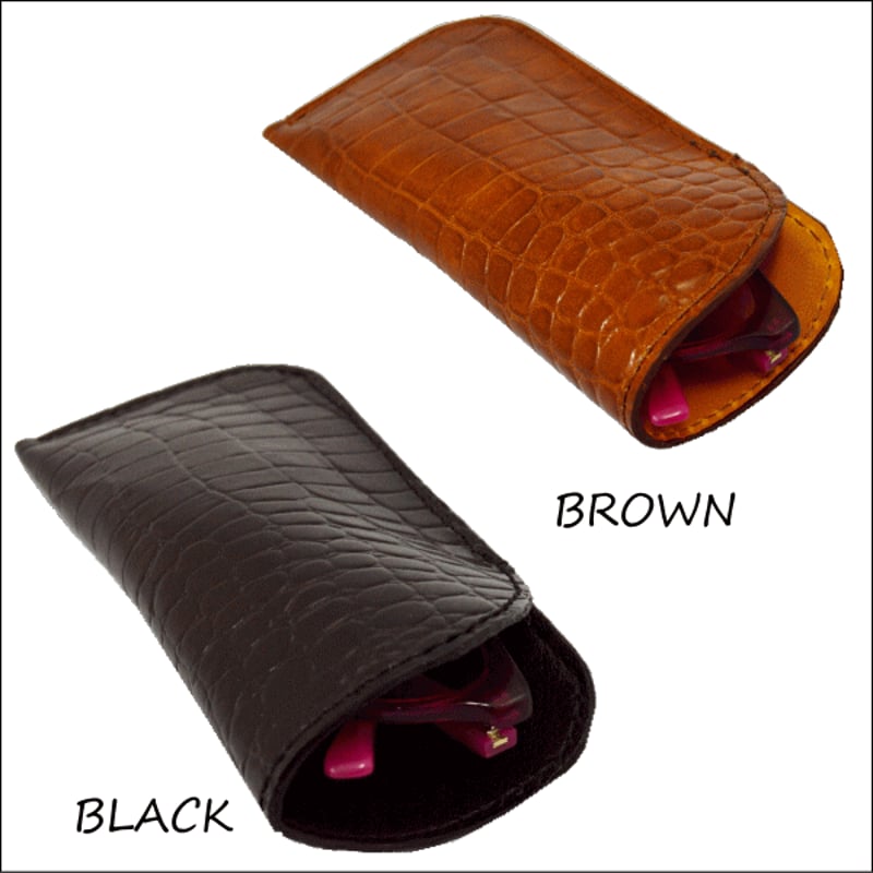 メガネケース 革 牛革 本革 クロコダイル型押し 眼鏡ケース 日本製
