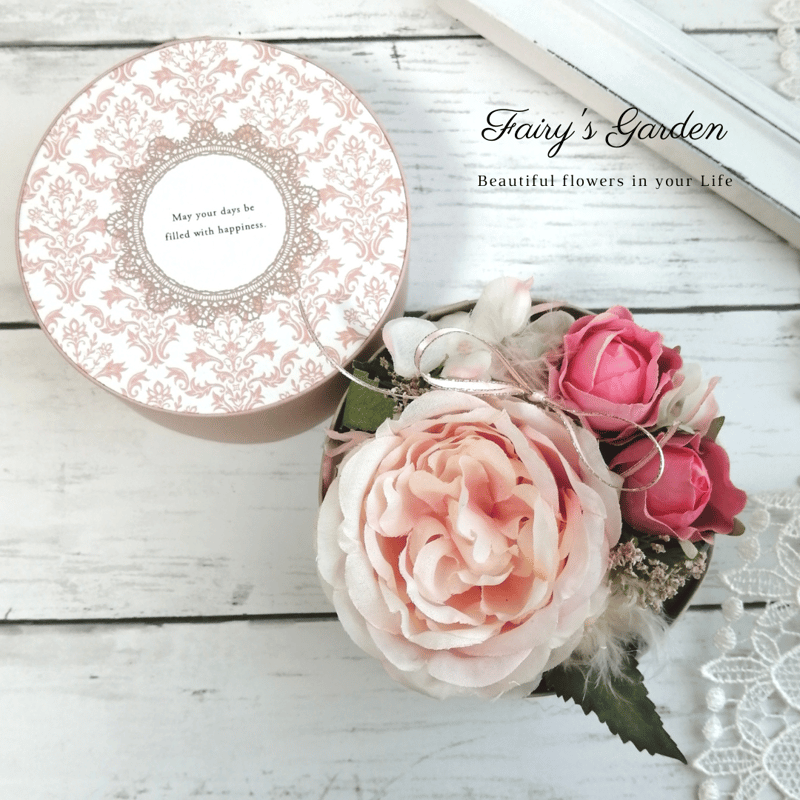 アーティフィシャルフラワー ローズのミニボックスアレンジ | フラワー