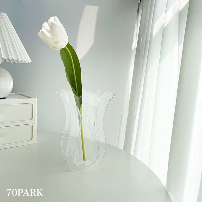 チューリップ型 アクリル クリア フラワーベース 全4色 花瓶 | 70PARK