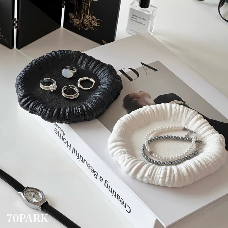 マットカラー ニュアンス ラウンド ミニ アクセサリー トレイ 全2色