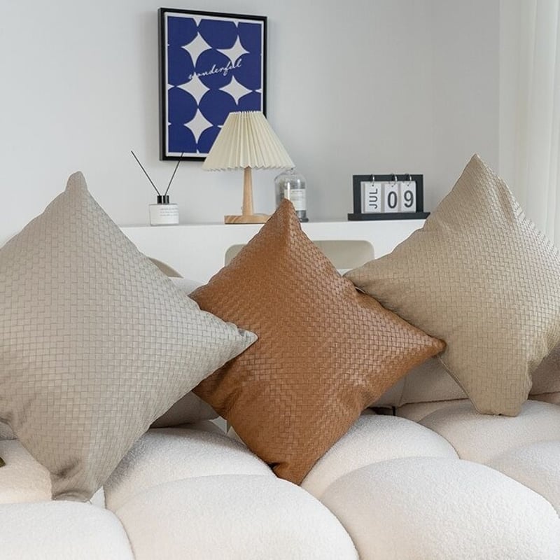 編み込み調 フェイクレザー クッションカバー 全4色 | 70PARK