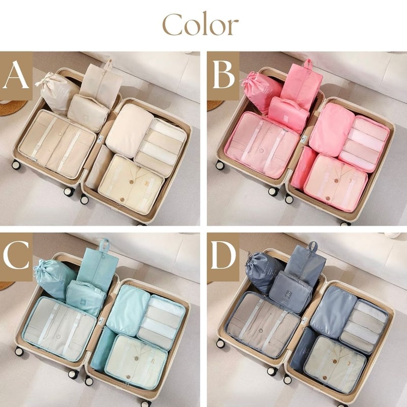 8点 セット コンパクト 収納 トラベルポーチ 全4色 吊り下げポーチ