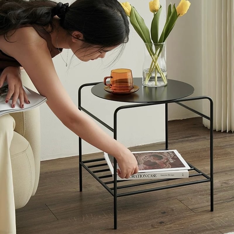 アイアン フレーム 二段 収納 コンパクト サイドテーブル 全2色 | 70PARK