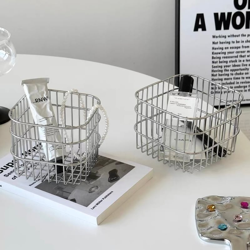 大小2点セット ステンレス ワイヤー ミニ バスケット カゴ | 70PARK