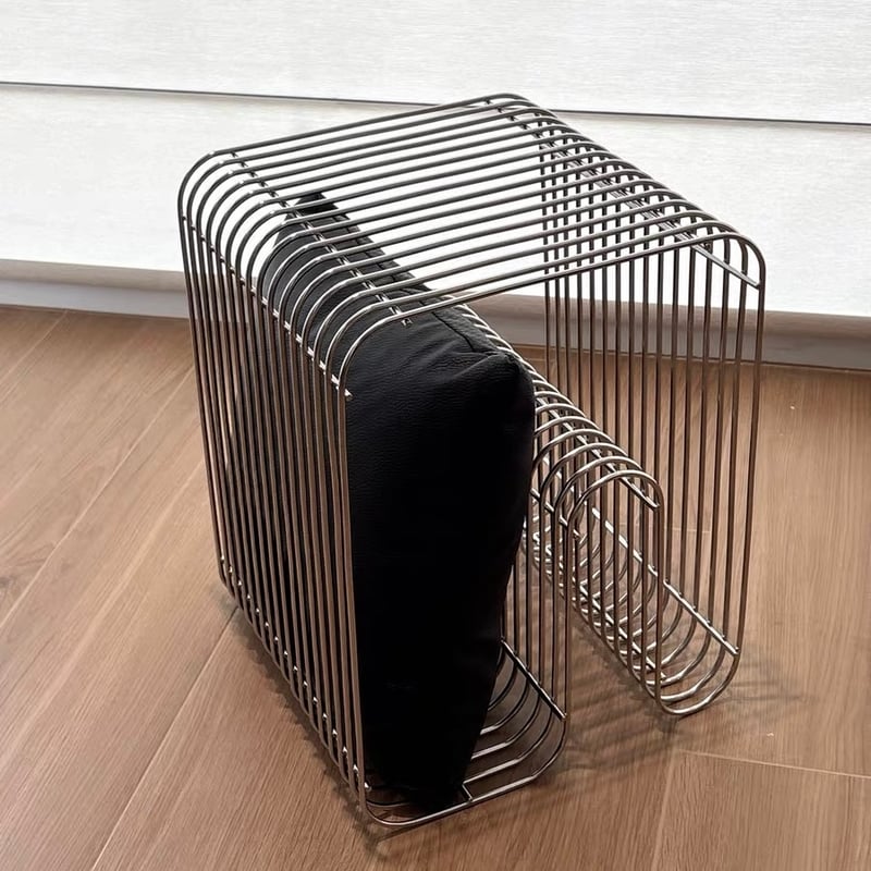 シルバー メタル N型 収納 ラック サイドテーブル マガジンラック