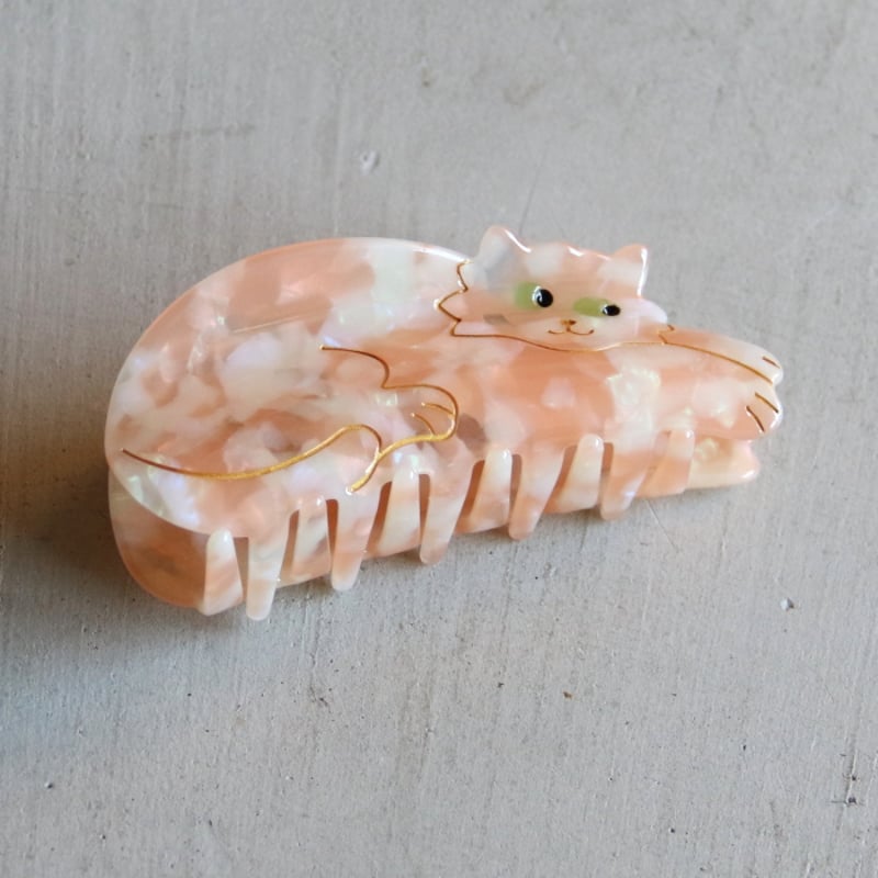 ククシュゼット 正規商品 ヘア アクセ クリップ かわいい 猫 トラ猫 茶