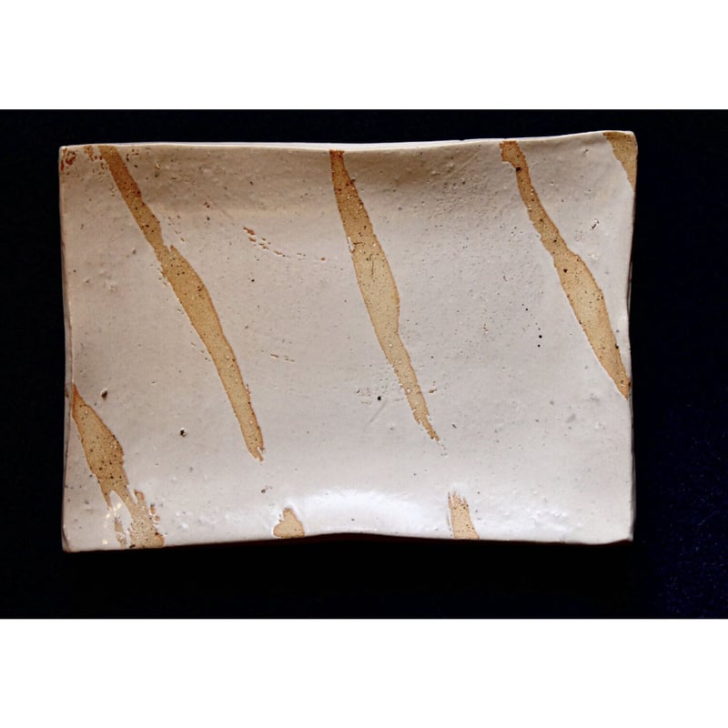 沖縄 大嶺實清さん 白釉 長方形 角皿 大嶺工房 やちむん≪送料無料