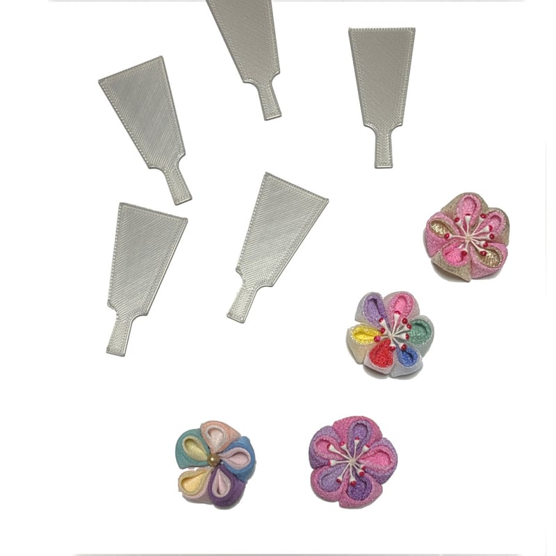 羽子板ミニ つまみ細工飾り用 各色 (5ケ/1袋) 台座無し | 正絹生地