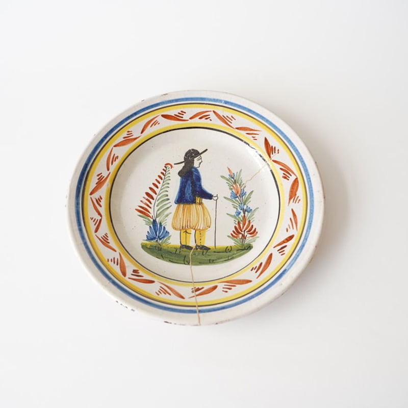 白漆継ぎ / フランス・アンティーク・カンペール焼き（白漆継ぎ） | 黄