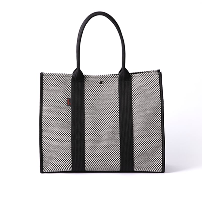 sasicco スクエアトートL 白と黒の市松 | 三河木綿 刺子織 | タネイ