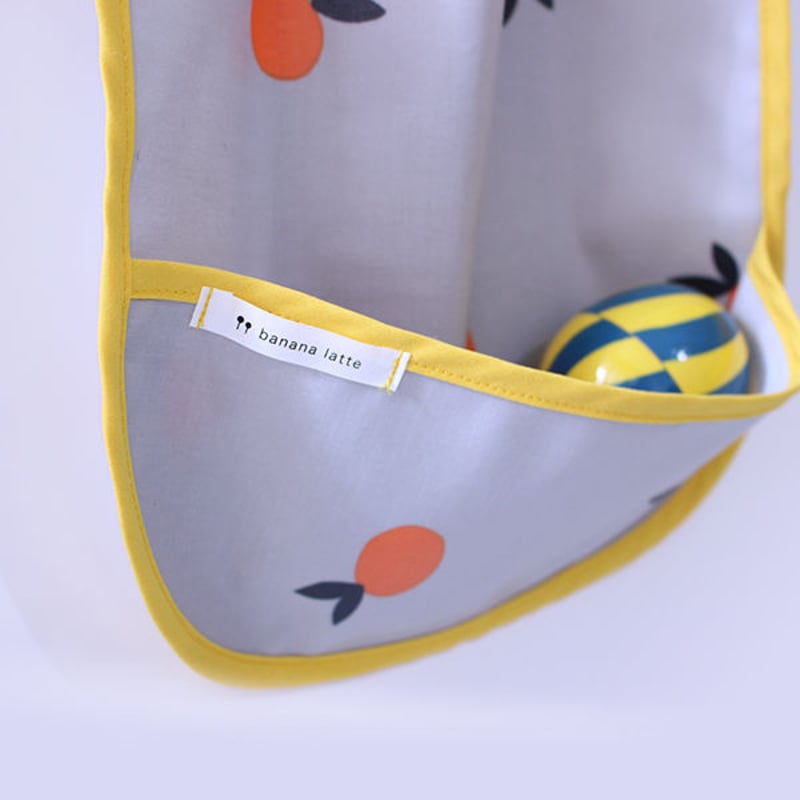 ギフトセット】お食事エプロン(みかん)&スタイ(おさんぽくまさん