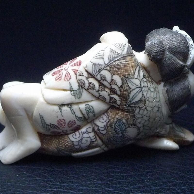 △松山作・本象牙春画根付16g・提げ物△NE57△ | 象牙屋本舗 こほく堂