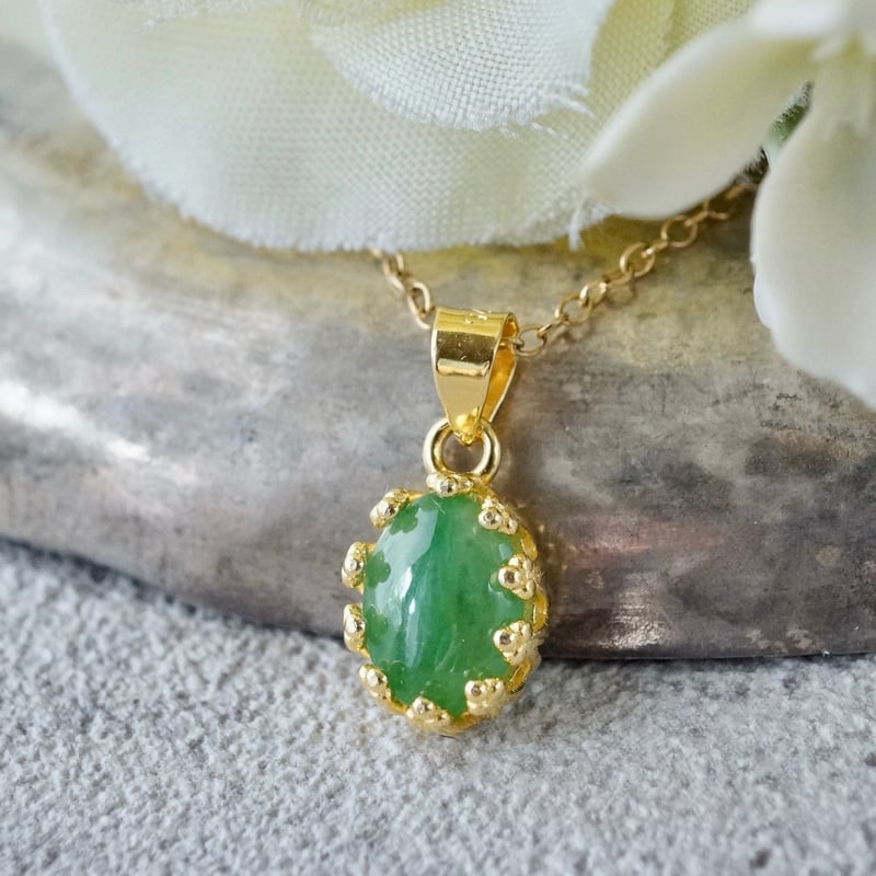 Handmade】翡翠（ヒスイ・ジェード）ペンダントトップ 18kゴールド