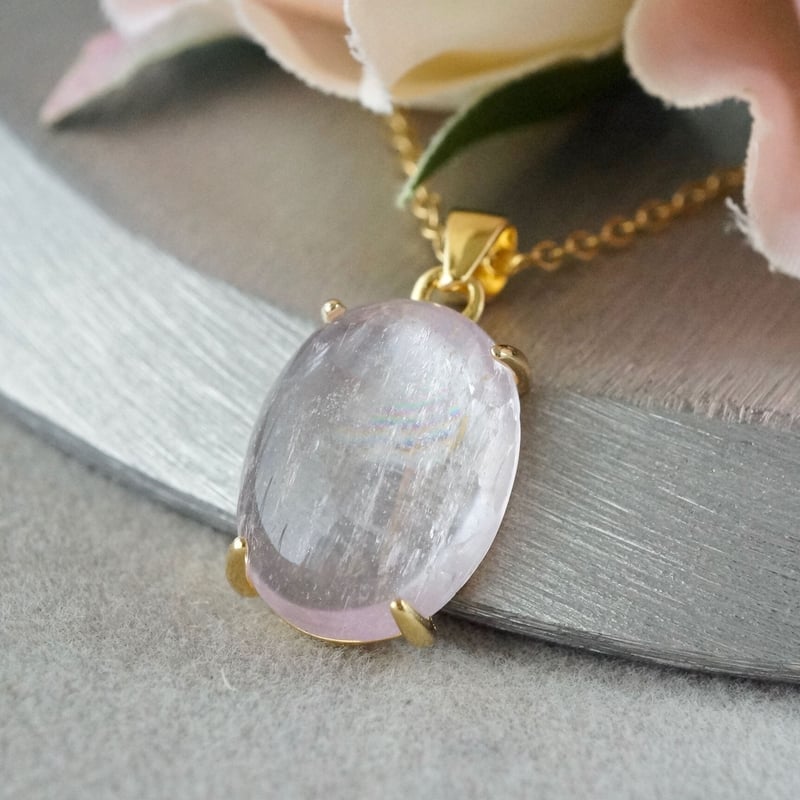 Handmade】ピンク クンツァイト ペンダントトップ 18kゴールドプレー