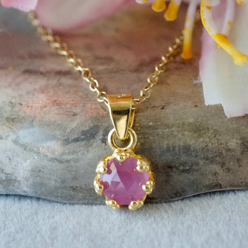 Handmade】ピンクサファイア ローズカット クラウンモチーフ