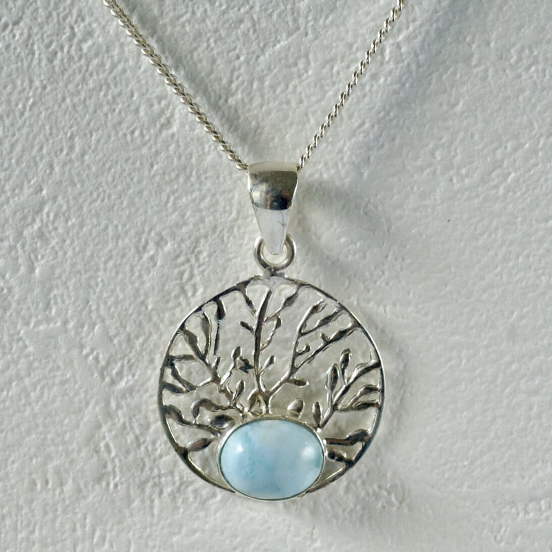 ブルー ラリマー ペンダントトップ ツリー・オブ・ライフ（生命の樹