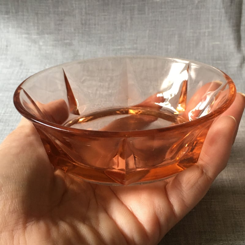 プレスガラス 橙色和硝子器 太陽文様 5個セット 昭和初期 | れいゆぅ