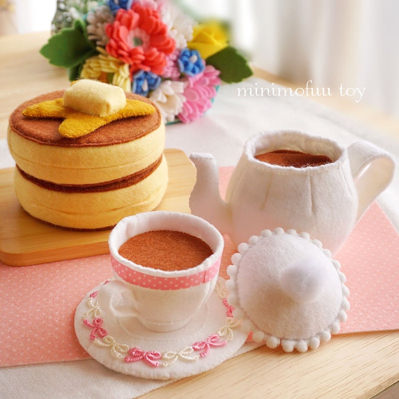 PDF型紙レシピ】フェルトのパンケーキセット | minimofuu toy's shop