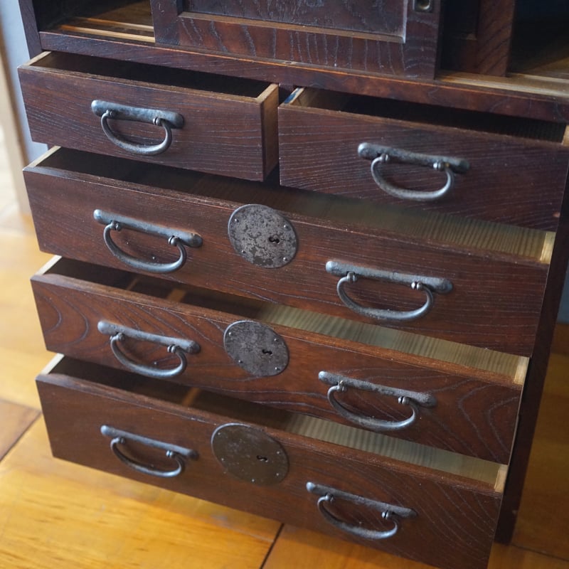 古い収納棚 和家具 和製家具 引出し 引き戸 古家具 古道具
