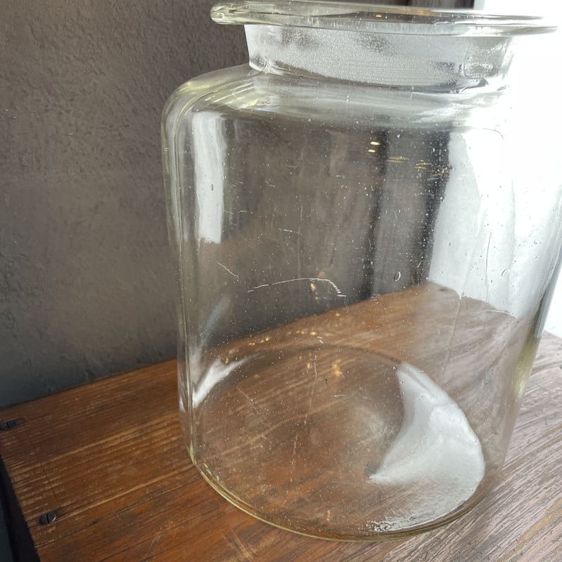 古いガラス瓶 蓋付き 花瓶 ガラス インテリア フラワーベース 古道具