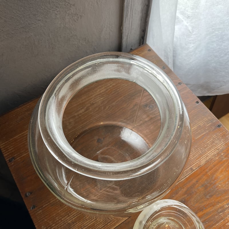 古いガラス瓶 蓋付き 花瓶 ガラス インテリア フラワーベース 古道具