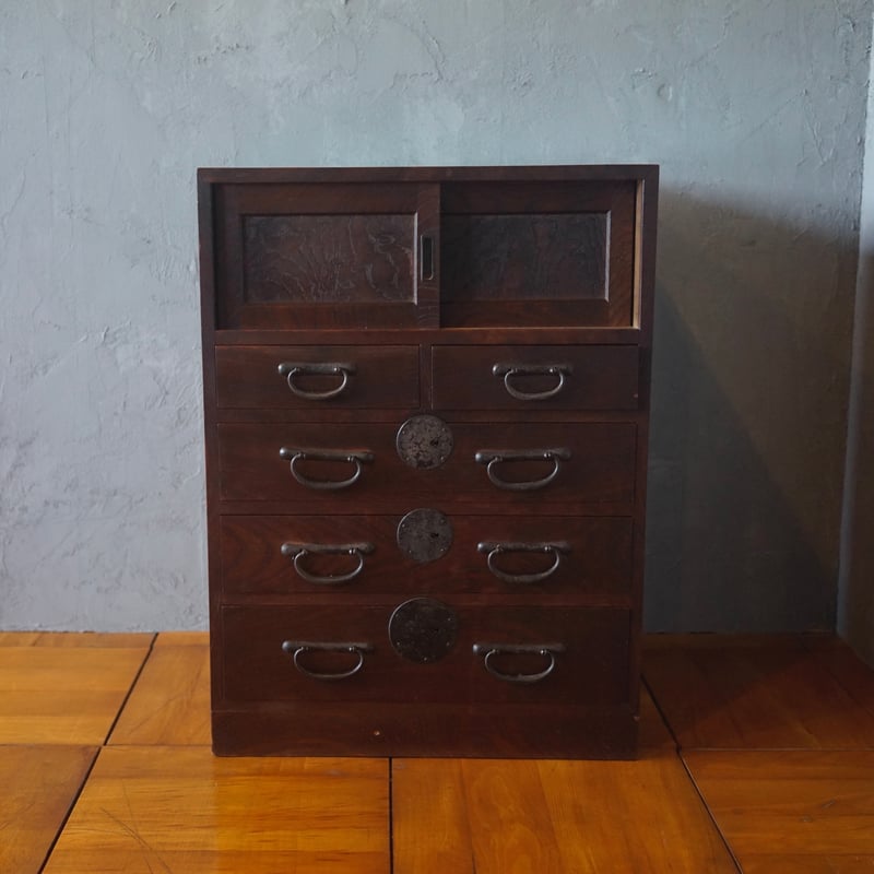 古い収納棚 和家具 和製家具 引出し 引き戸 古家具 古道具