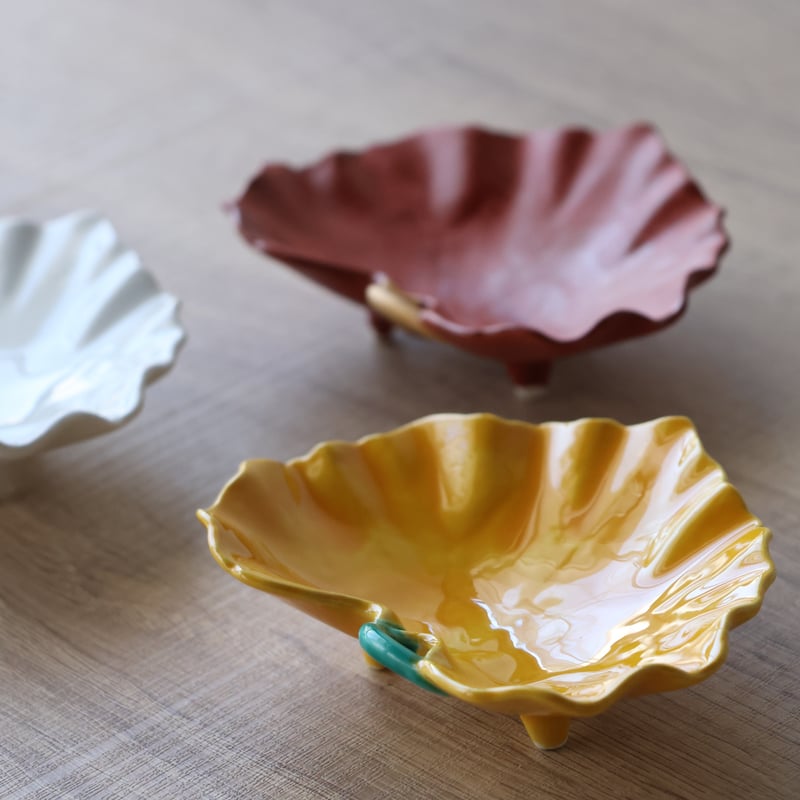 福泉窯 ツワ型小付 黄交趾/朱巻/白磁 | 和食器通販 有田焼 山忠