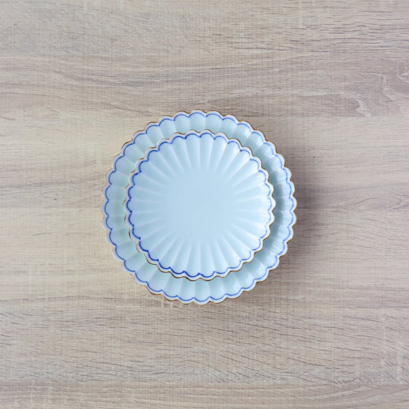 渕サビ線菊型プレート 18cm /14cm | 和食器通販 有田焼 山忠｜おしゃれ