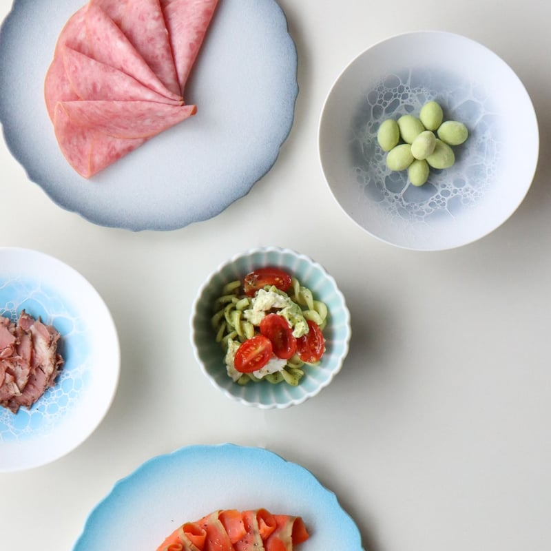 泡 デザートボウル 13.5cm blue / gray | 和食器通販 有田焼 山忠