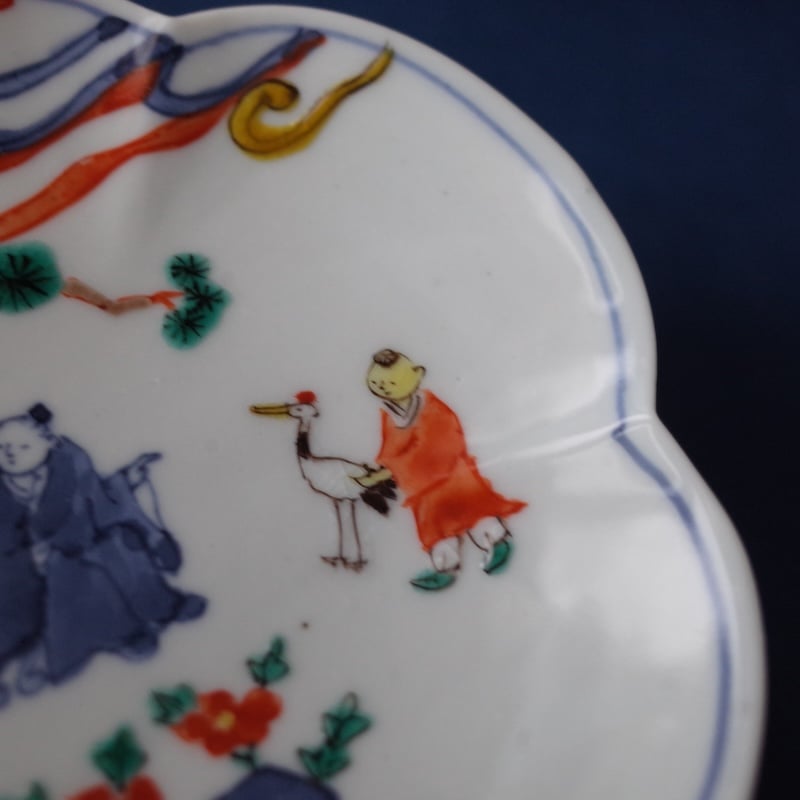 工房あめつち／Kobo Ametsuchi「色絵 梅型小皿 高士図（お一人様2点