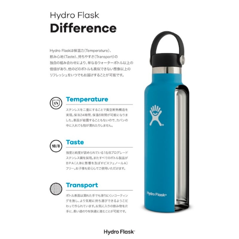 【送料無料】Hydro Flask Wine Bottle（White） Hydro Flask ハイドロフラスク 18oz Standard Mouth HYDRATION 532ml
