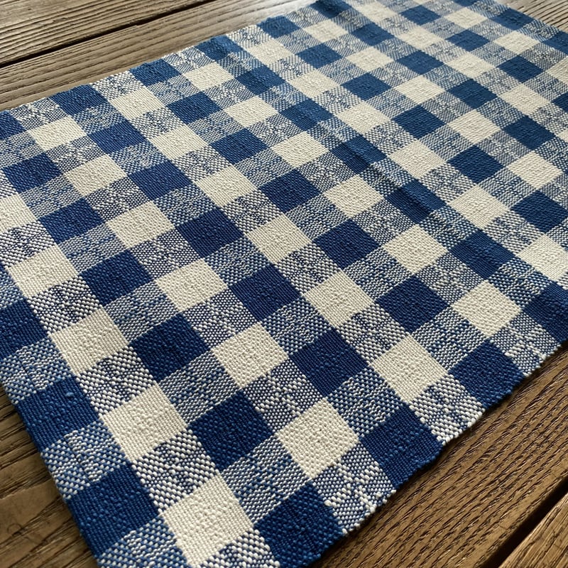 藍染 白と納戸の市松織 ランチョンマット 2色 納戸×白 （c-4） | 出