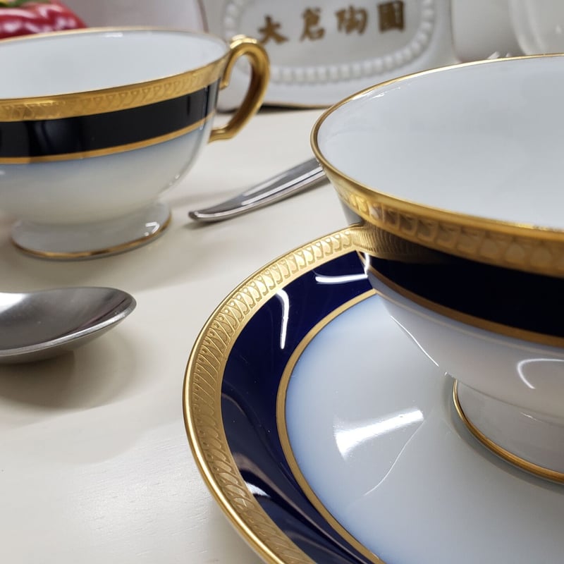 大倉陶園 瑠璃片葉金蝕 ティー・コーヒー碗皿 1客 | つちや陶器店