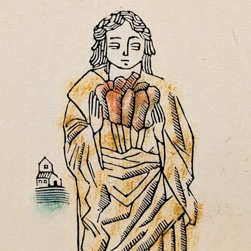 冬澤未都彦 「ぷりみちぶー南瓜ー」木口木版画・手彩色 (額装込) | 恵